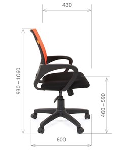Кресло офисное CHAIRMAN 696 black Сетчатый акрил DW66 оранжевый в Березниках - предосмотр 2