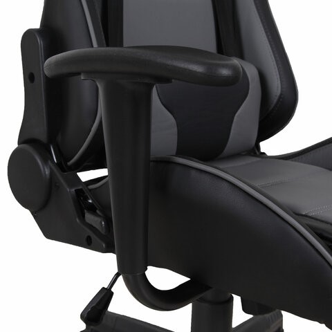 Кресло компьютерное Brabix GT Racer GM-100 (две подушки, экокожа, черное/серое) 531926 в Перми - изображение 9