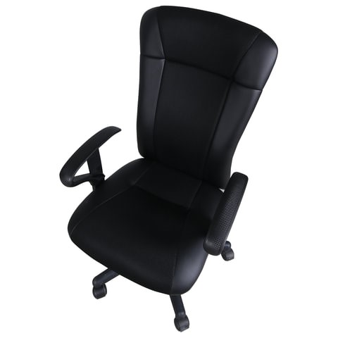 Кресло компьютерное Brabix Optima MG-370 (с подлокотниками, экокожа/ткань, черное) 531580 в Перми - изображение 3
