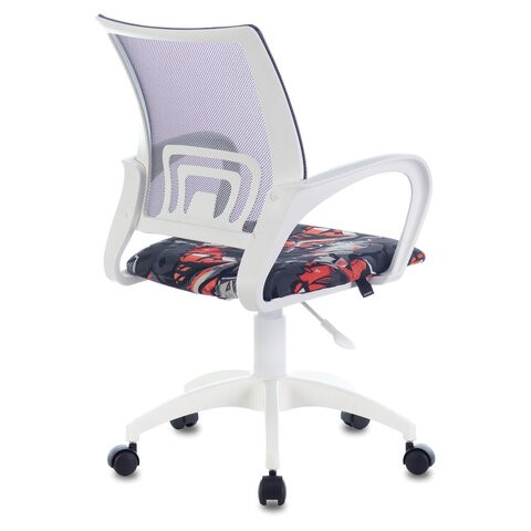 Офисное кресло Brabix Fly MG-396W (с подлокотниками, пластик белый, сетка, серое с рисунком "Graffity") 532404 в Перми - изображение 2