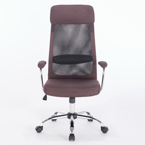 Кресло офисное Brabix Flight EX-540 (хром, ткань, сетка, коричневое) 531849 в Кунгуре - изображение 2