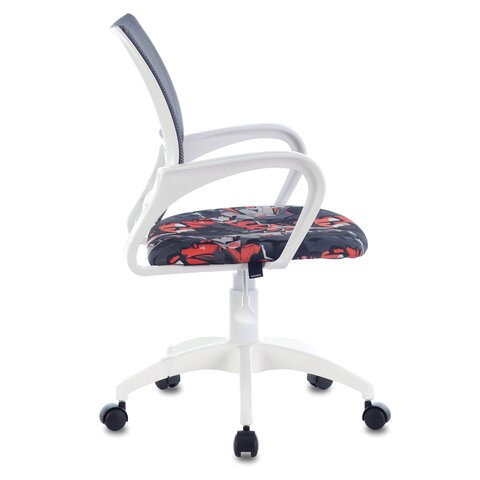 Офисное кресло Brabix Fly MG-396W (с подлокотниками, пластик белый, сетка, серое с рисунком "Graffity") 532404 в Перми - изображение 1