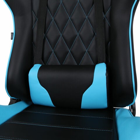 Компьютерное кресло Brabix GT Master GM-110 (две подушки, экокожа, черное/голубое) 531928 в Перми - изображение 7