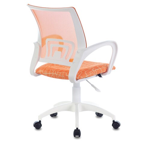 Офисное кресло Brabix Fly MG-396W (с подлокотниками, пластик белый, сетка, оранжевое с рисунком "Giraffe") в Перми - изображение 1