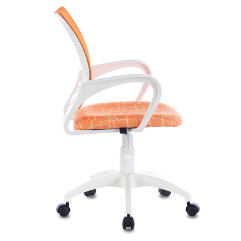 Офисное кресло Brabix Fly MG-396W (с подлокотниками, пластик белый, сетка, оранжевое с рисунком "Giraffe") в Перми - изображение 3