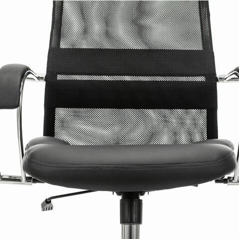 Кресло Brabix Premium Stalker EX-608 CH (хром, ткань-сетка/кожзам, черное) 532091 в Перми - изображение 7