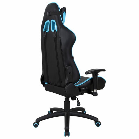 Компьютерное кресло Brabix GT Master GM-110 (две подушки, экокожа, черное/голубое) 531928 в Перми - изображение 2
