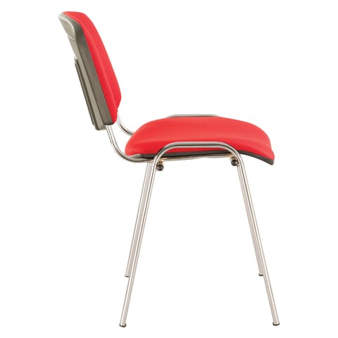 Офисный стул для персонала и посетителей BRABIX "Iso CF-001", хромированный каркас, ткань красная с черным, 531423 в Перми - изображение 1