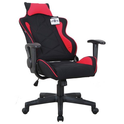 Кресло Brabix GT Racer GM-100 (подушка, ткань, черное/красное) 531820 в Перми - изображение 1