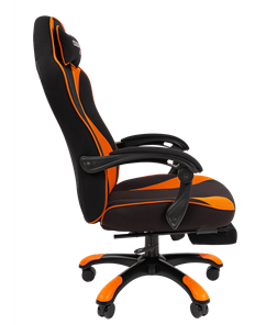 Кресло игровое CHAIRMAN GAME 35 с выдвижной подставкой для ног Ткань черная / Ткань оранжевая в Перми - предосмотр 2