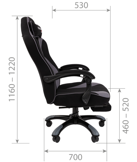 Кресло игровое CHAIRMAN GAME 35 с выдвижной подставкой для ног Ткань черная / Ткань оранжевая в Перми - изображение 6