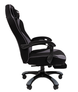 Кресло игровое CHAIRMAN GAME 35 с выдвижной подставкой для ног Ткань черная / Ткань св.серая в Перми - предосмотр 2