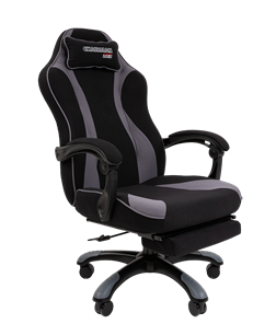 Кресло игровое CHAIRMAN GAME 35 с выдвижной подставкой для ног Ткань черная / Ткань св.серая в Березниках