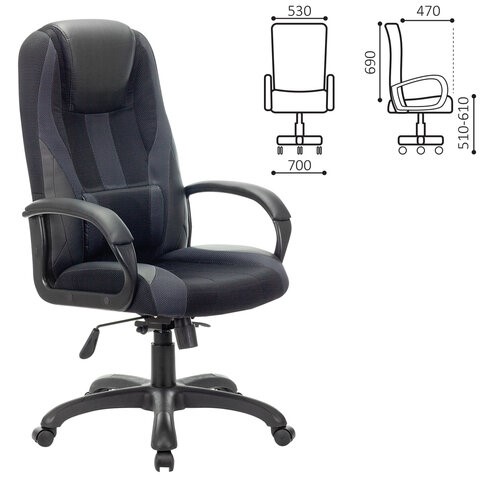 Компьютерное кресло Brabix Premium Rapid GM-102 (экокожа/ткань, черное/серое) 532105 в Перми - изображение 3