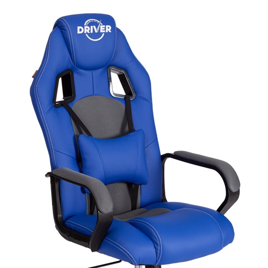 Кресло DRIVER (22) кож/зам/ткань, синий/серый, 36-39/TW-12 арт.21153 в Перми - изображение 12