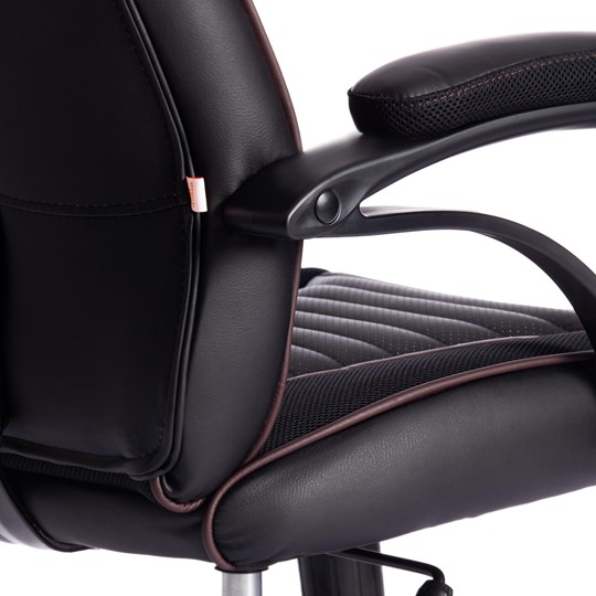 Компьютерное кресло PILOT кож/зам/ткань, черный/черный перфорированный/коричневый, арт.15315 в Перми - изображение 15