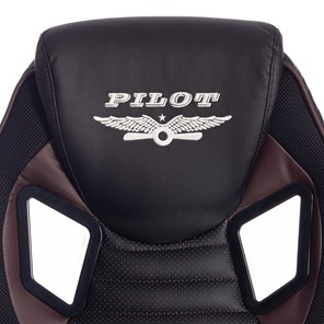 Компьютерное кресло PILOT кож/зам/ткань, черный/черный перфорированный/коричневый, арт.15315 в Перми - предосмотр 8