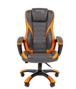 Кресло компьютерное CHAIRMAN GAME 22 эко кожа, серый/оранжевый в Перми - предосмотр 3