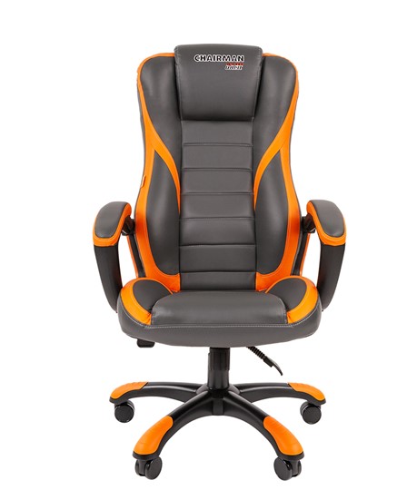 Кресло компьютерное CHAIRMAN GAME 22 эко кожа, серый/оранжевый в Перми - изображение 3