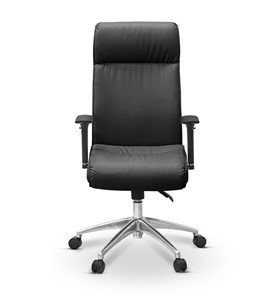 Офисное кресло для руководителя Dark (подлокотники 3D) натуральная кожа с компаньоном / черная в Перми