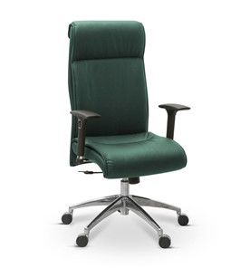 Офисное кресло Dark (подлокотники 3D) натуральная кожа с компаньоном / зеленая NL30 в Перми