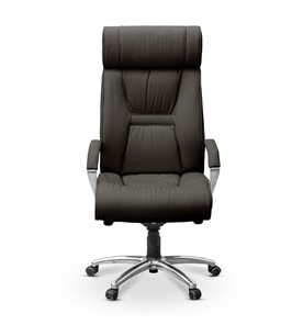 Офисное кресло для руководителя Олимп X (подлокотники хромированные) экокожа премиум / черная CN1114 в Березниках - предосмотр 1