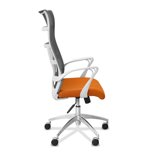 Кресло в офис Топ X белый каркас, сетка/ткань TW / серая/оранжевая в Перми - изображение 7