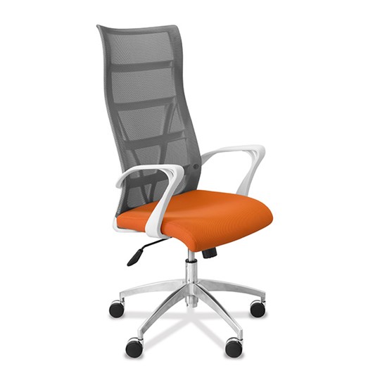 Кресло в офис Топ X белый каркас, сетка/ткань TW / серая/оранжевая в Перми - изображение 8