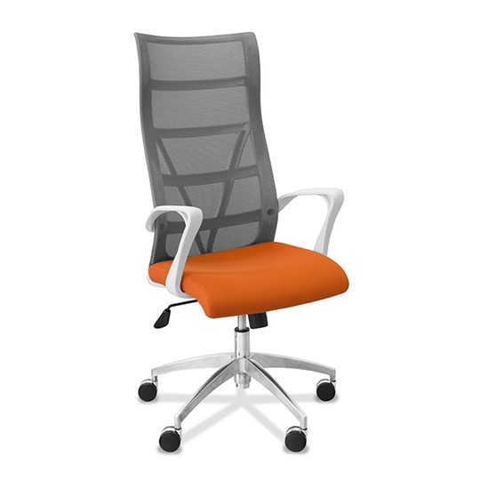 Кресло в офис Топ X белый каркас, сетка/ткань TW / серая/оранжевая в Перми - изображение 9