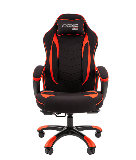 Кресло игровое CHAIRMAN GAME 28 Полиэстер комбинированная ткань красный/черный в Перми - изображение 2