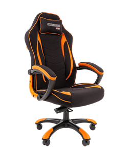 Кресло игровое CHAIRMAN GAME 28 Полиэстер комбинированная ткань оранжевый/черный в Перми - предосмотр 1