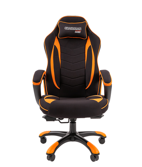 Кресло игровое CHAIRMAN GAME 28 Полиэстер комбинированная ткань оранжевый/черный в Перми - изображение 2