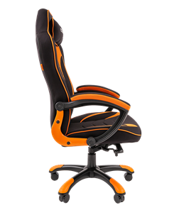 Кресло игровое CHAIRMAN GAME 28 Полиэстер комбинированная ткань оранжевый/черный в Перми - предосмотр 3