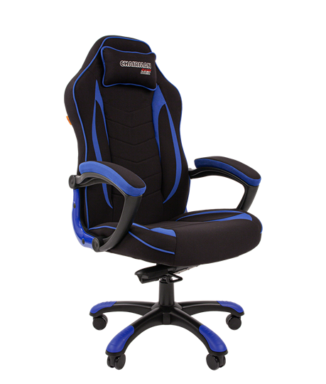 Кресло игровое CHAIRMAN GAME 28 Полиэстер комбинированная ткань синий/черный в Перми - изображение 1