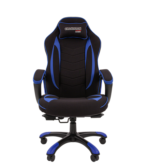 Кресло игровое CHAIRMAN GAME 28 Полиэстер комбинированная ткань синий/черный в Перми - изображение 2