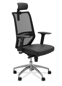 Офисное кресло Aero lux с подголовником, сетка/экокожа / черная/черная CN1114 в Перми