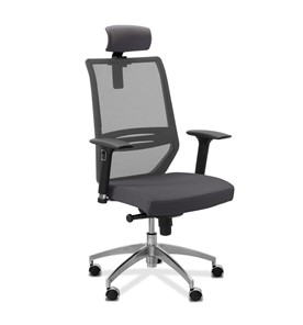 Кресло офисное Aero lux с подголовником, сетка/ткань Сахара / серая/серая в Перми
