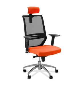 Офисное кресло Aero lux с подголовником, сетка/ткань TW / черная/ оранжевая в Перми