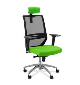 Офисное кресло для руководителя Aero lux с подголовником, сетка/ткань TW / черная/ салатовая в Перми