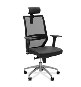 Офисное кресло Aero lux с подголовником, сетка/ткань TW / черная/черная в Перми