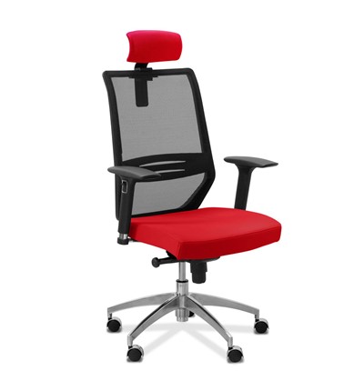 Кресло в офис Aero lux с подголовником, сетка/ткань TW / черная/красная в Перми - изображение