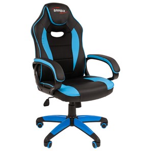 Кресло офисное BRABIX "Blaze GM-162", TW/экокожа, черное/голубое, 532578, 7083506 в Перми