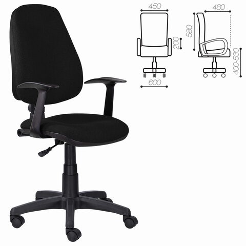 Кресло в офис Brabix Comfort MG-321, регулируемая эргономичная спинка, ткань, черное в Перми - изображение 5