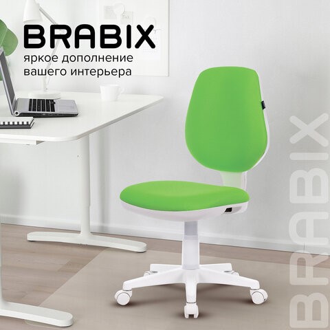 Кресло компьютерное Brabix Fancy MG-201W (без подлокотников, пластик белый, салатовое) 532414 в Кунгуре - изображение 10
