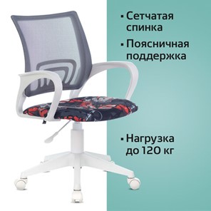 Офисное кресло Brabix Fly MG-396W (с подлокотниками, пластик белый, сетка, серое с рисунком "Graffity") 532404 в Перми - предосмотр 5