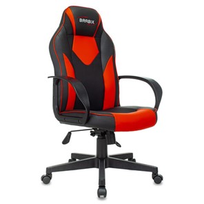 Кресло офисное BRABIX "Game GM-017", экокожа/ткань, черное/красное, 532642, GM-017_532642 в Березниках