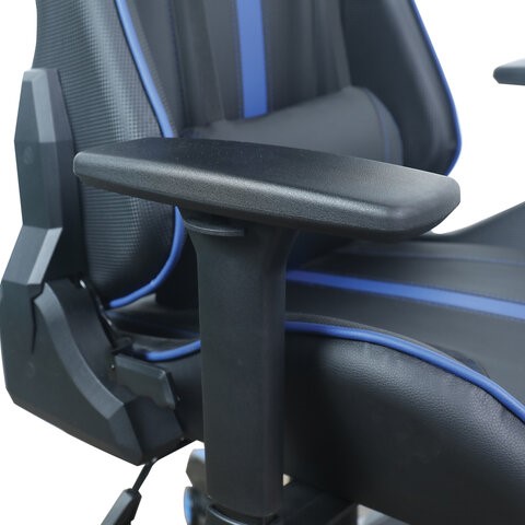 Компьютерное кресло BRABIX "GT Carbon GM-120", две подушки, экокожа, черное/синее, 531930 в Перми - изображение 12