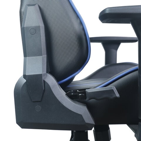 Компьютерное кресло BRABIX "GT Carbon GM-120", две подушки, экокожа, черное/синее, 531930 в Перми - изображение 14