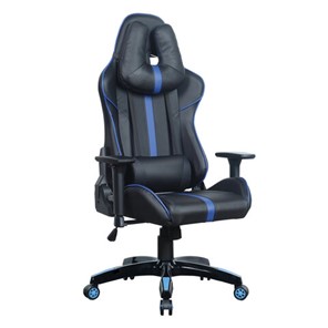 Компьютерное кресло BRABIX "GT Carbon GM-120", две подушки, экокожа, черное/синее, 531930 в Перми
