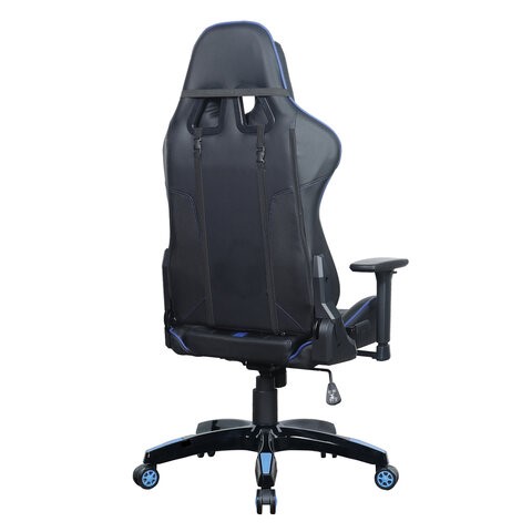 Компьютерное кресло BRABIX "GT Carbon GM-120", две подушки, экокожа, черное/синее, 531930 в Перми - изображение 5
